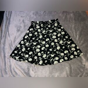 Floral Black and White Skirt